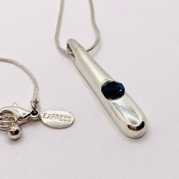 Express Pendant Necklace Silver Tone 16” +1” - Picture 1 of 5